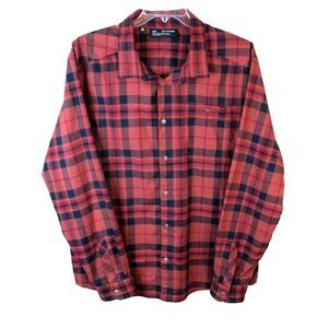 Under Armour Fitted Long Sleeve Red Plaid Cotton Blend Shirt Men's XXL‎